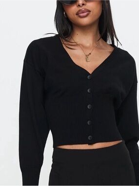 Princess Polly Black V-Neck Cardigan